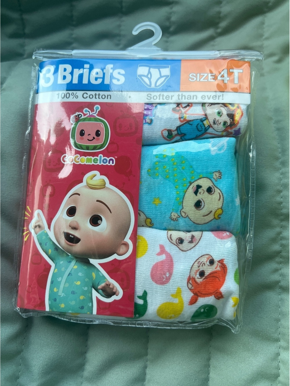 Cocomelon Boys' 3-Pack Cotton Briefs Size 4T